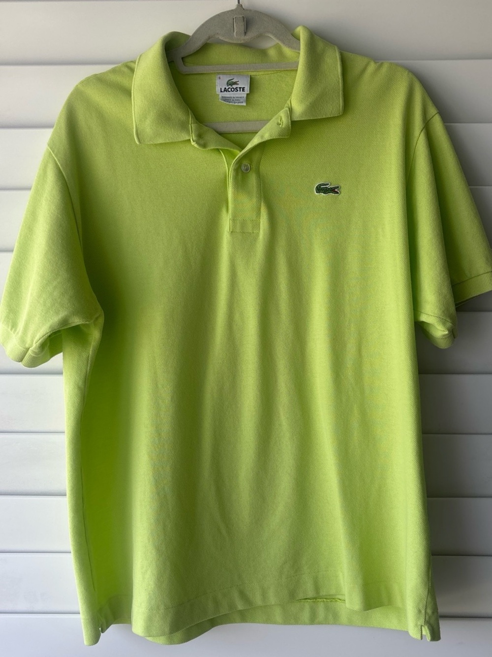 Lacoste Lime Green Classic Preppy Tennis Pique Polo Shirt Size 6 L/XL
